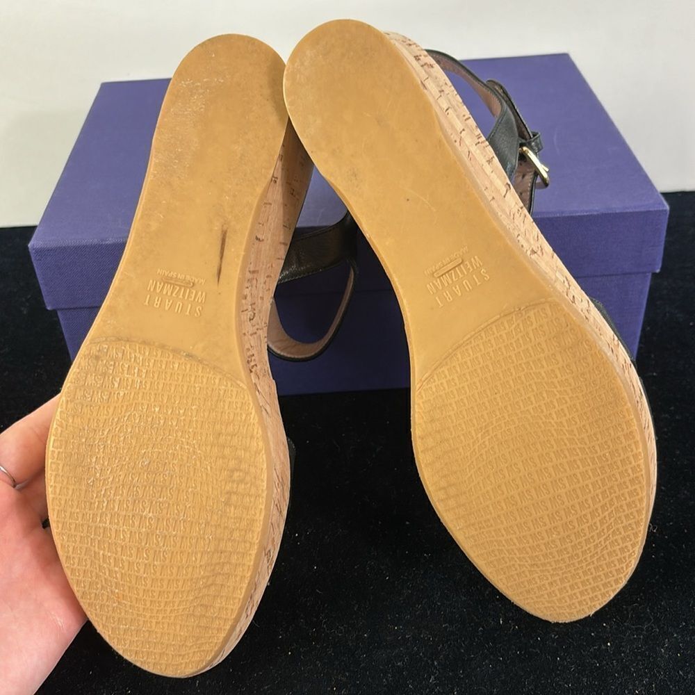 Nib Stuart Weitzman Black With Cork Platform Sand… - image 7